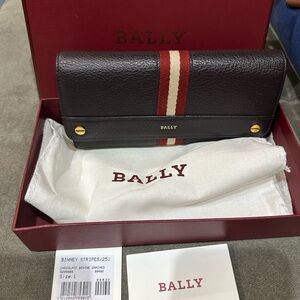 Bally Black Wallet with Red and Cream Accents